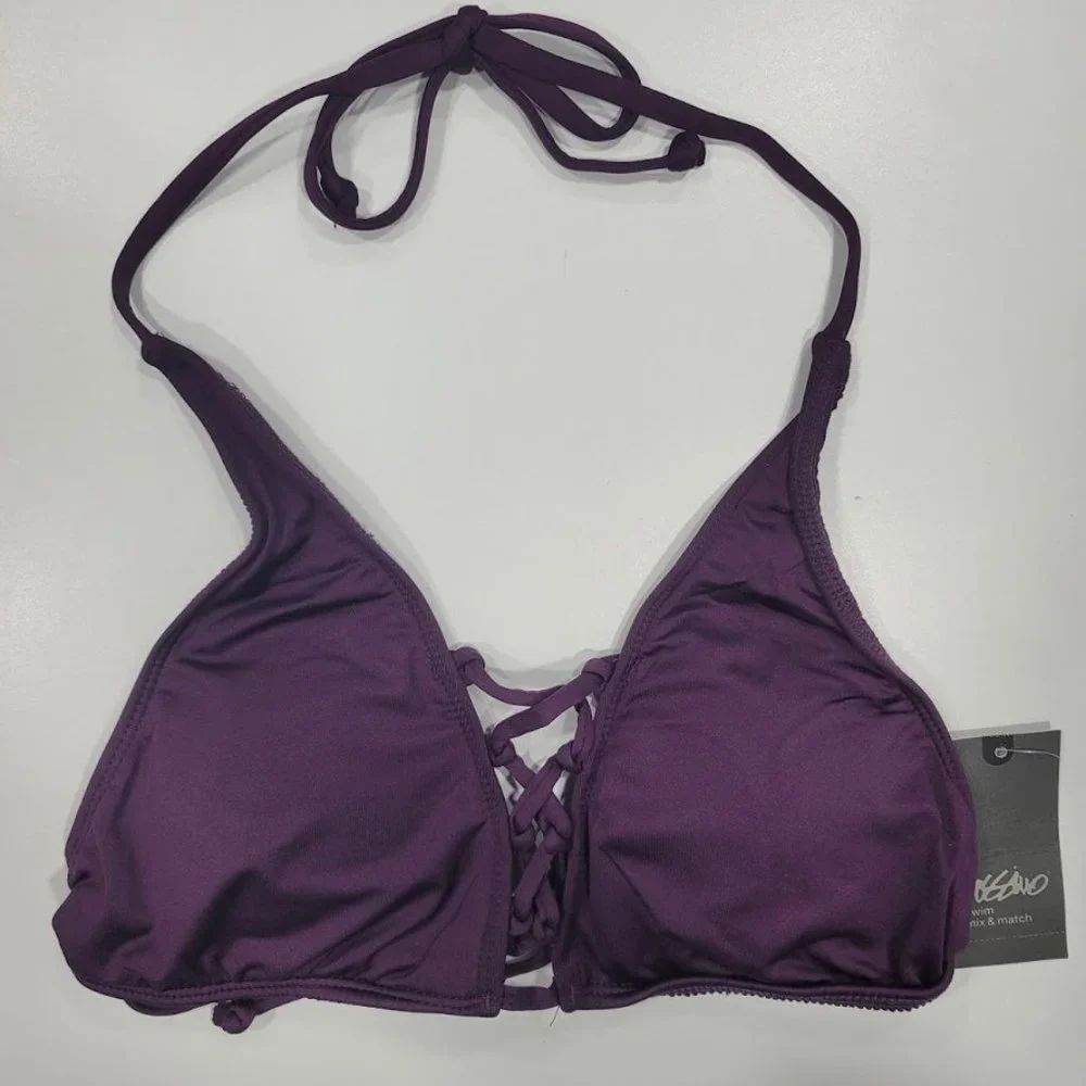 Mossimo Strappy Halter Bikini Top Deep Plum Purple - Picture 5 of 7